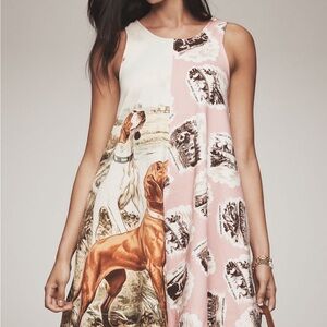 The Keiko Mini Dress by Maeve Anthropologie Ivory Pattern Size Medium Dogs NWT